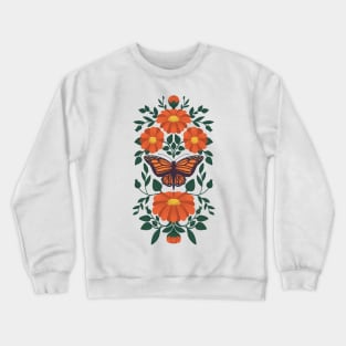 Boho Butterfly Vintage Botanical Design // Pink Crewneck Sweatshirt